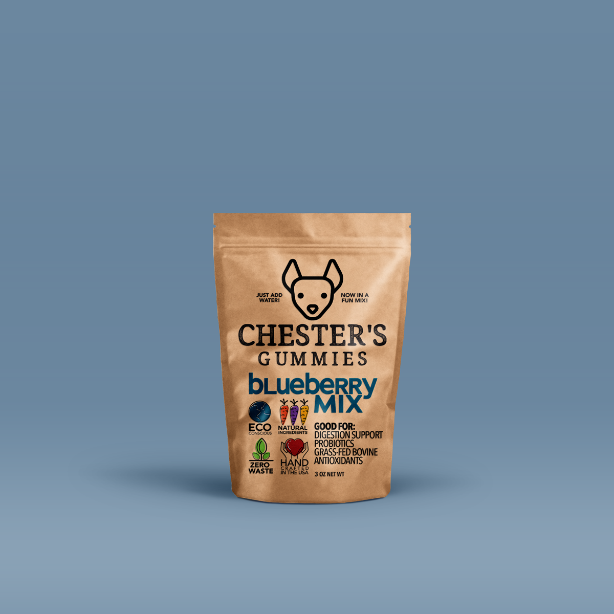 CHESTER'S BLUEBERRY COCONUT MILK GUMMY MIX FOR HEALTHY PROBIOTICS