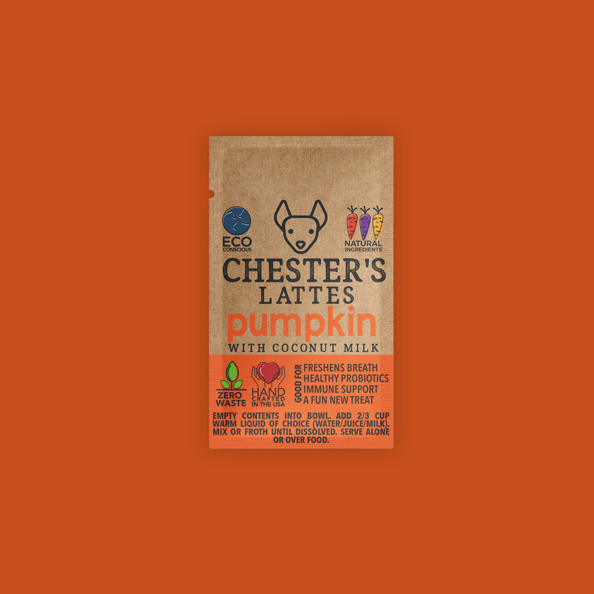 CHESTER'S PUMPKIN LATTÉ DOG TREAT MIX GOOD FOR PROBIOTICS 3 PACK