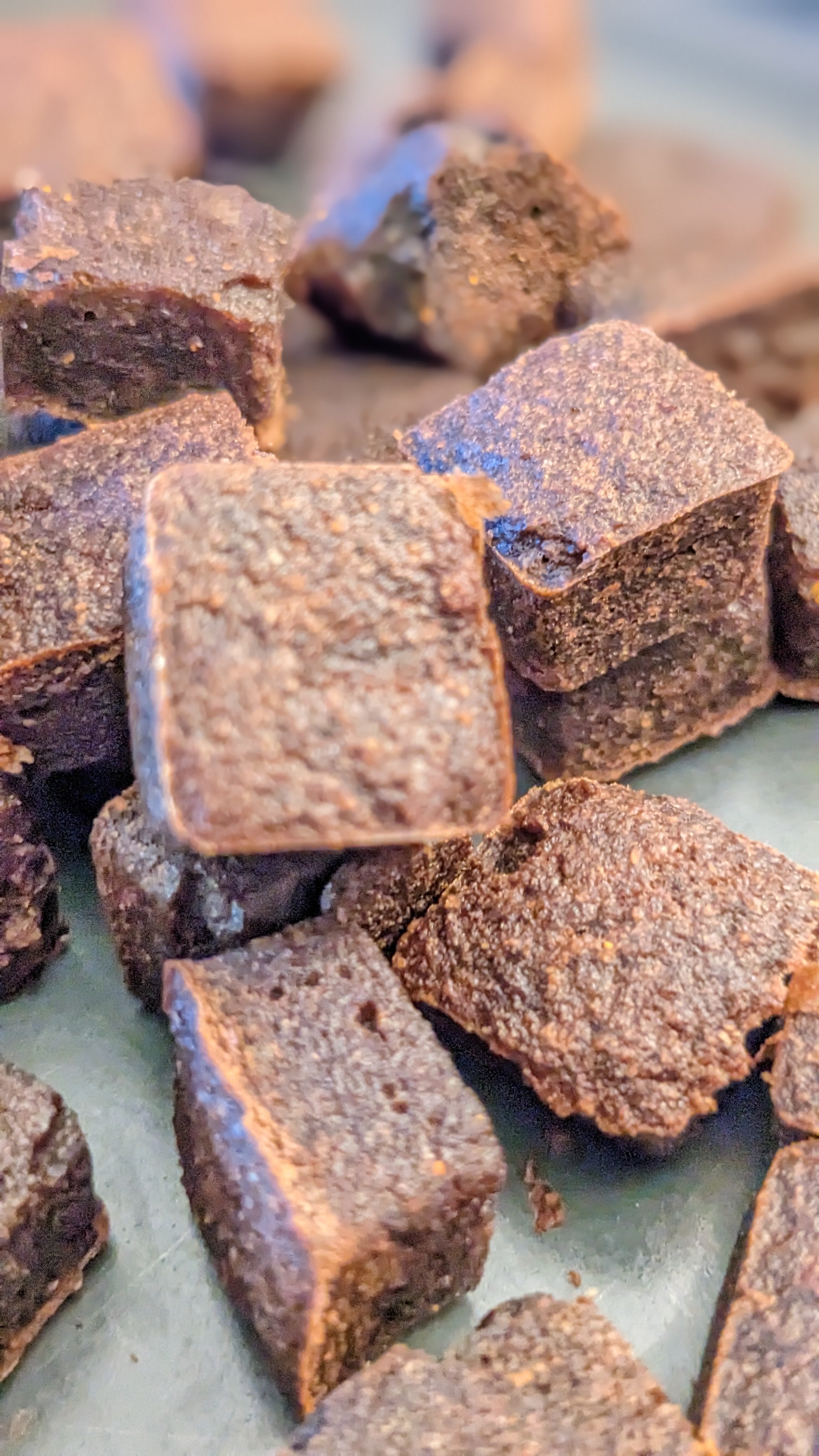 CHESTER'S CAROB BROWNIE BITES (IN CAROB, BEEF OR PORK)